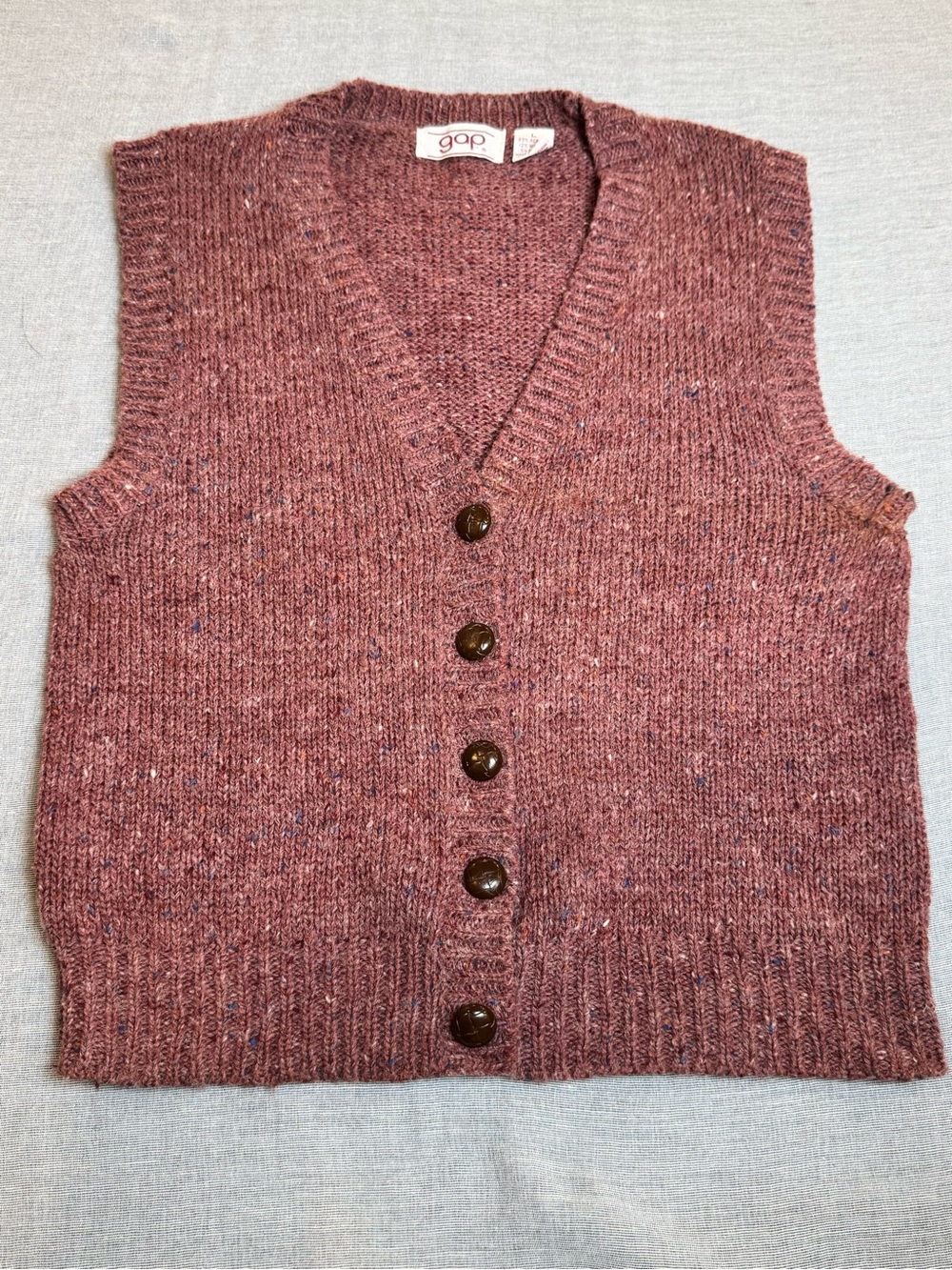 Vintage GAP Women's V-Neck Button Front Sweater Vest Sz. L Cottagecore Preppy